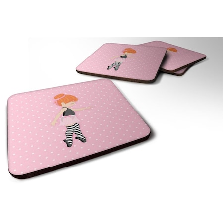 Ballerina Red Head Releve Foam Coaster, Set Of 4